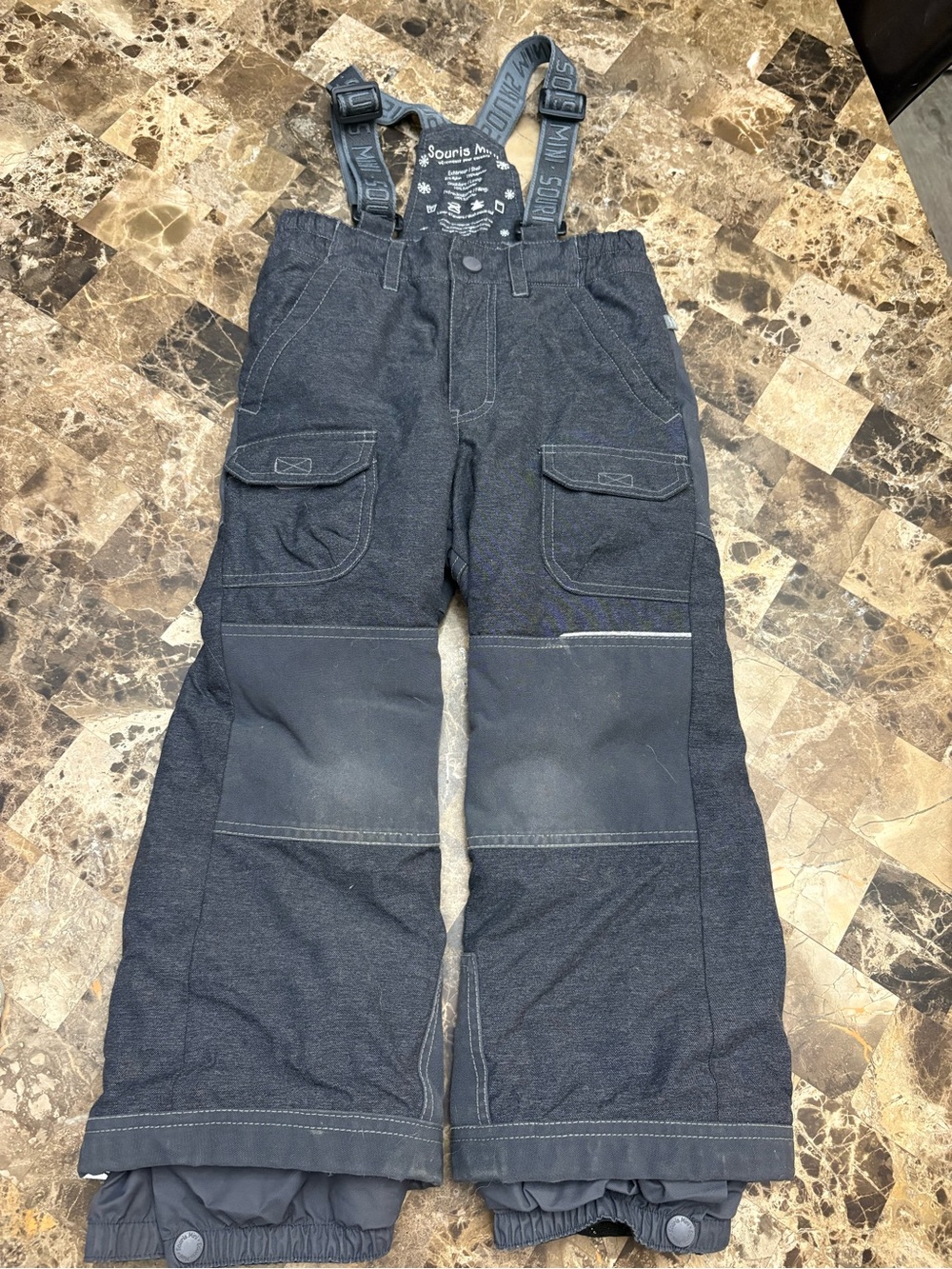 Souris mini Black Snow Overalls with Adjustable Suspenders 4 years
